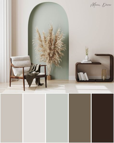 Grey And Mint Color Palette, Mint Green And Brown Bedroom, Interior Design Colour Combination, Mint Green Palette Colour Schemes, Mint Green Color Palette Colour Schemes, Aesthetic Wall Colour, Colors That Go Well With Brown, Interior Wall Colour Combination, Mint Green Colour Combinations