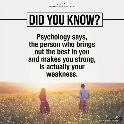 Psychology Says, The person Who Brings Out The Best In You - https://themindsjournal.com/psychology-says-person-brings-best/ Palmas, Interesting Facts About Humans, Physcology Facts, Physiological Facts, Facts About Humans, Psychological Facts Interesting, Brain Facts, Psychology Says, Interesting Facts About World