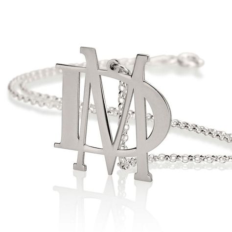 Initials Necklace, Initial Necklace Silver, Initials Logo Design, Wedding Logo Monogram, M Necklace, Creative Gifts For Boyfriend, I Love You Pictures, Monogram Design, Personalized Initials