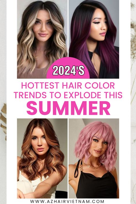 Step into summer with a burst of vibrant color! As the temperatures rise, so do the hottest hair color trends of 2024. Whether you're craving a dramatic transformation or a subtle refresh, we've curated the must-try looks that will have heads turning all summer long. With these sizzling hair color trends in this post, get ready to make a statement wherever you go, turning heads and igniting envy with every step. Explore now! Popular Hair Color Trends, Hair Colors 2024 Summer, Hair Trend Summer 2024, Hair Dye Trends 2024, Summer 2025 Hair Trends, Fun Subtle Hair Color Ideas, Summer 24 Hair Color, Newest Hair Color Trends 2023, New Mom Hair Color