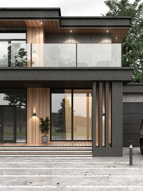 Contemporary Modern House Exterior, Monochrome Exterior House, Modern Japandi House Exterior, Ultra Modern Homes Exterior, Modern Contemporary Exterior Design, Modern Villa Exterior Facades, Minimalist House Design Exterior, Modern Industrial Exterior, Black Modern House Exterior