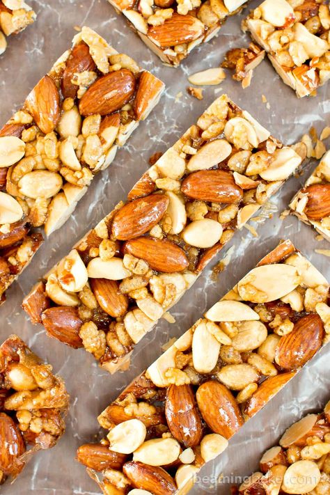 30+ Healthy Vegan Snack Recipes - Eluxe Magazine #healthysnacks #snackrecipes #veganfood #vegansnacks #veganrecipes Thermomix, Gluten Free Vegan Snacks, Homemade Kind Bars, Beaming Baker, Vegan Gluten Free Snacks, Nut Bars, Vegan Snack Recipes, Kind Bars, Healthy Bars