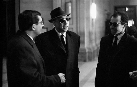 Claude Chabrol, Jean-Pierre Melville and Jean-Luc Godard. Lucet, The Projectionist, Claude Chabrol, French New Wave, Jean Luc Godard, French Cinema, Classic Cartoon Characters, Mini Craft, French Films