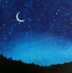 Midnight stars painting Night Sky Drawing, Sky Drawing, Night Sky, Drawing Ideas