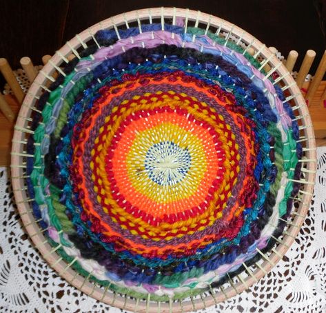 Round/circular Weaving . | Round Weaving loom/ groves around… | Flickr Circular Weaving Loom, Round Weaving, Circle Weaving, Circle Loom, Circular Loom, Circular Weaving, Round Loom, Circle Crafts, Weaving Loom Projects