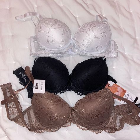 Lace Bra 3 Pack 34 A Push Up Bra Brown, White & Black Sleeping Outfits, Wide Strap Bra, Red Lace Bralette, Red Bralette, Body Bra, High Neck Bra, Lace Tshirt, Lace Bandeau, Nude Bra