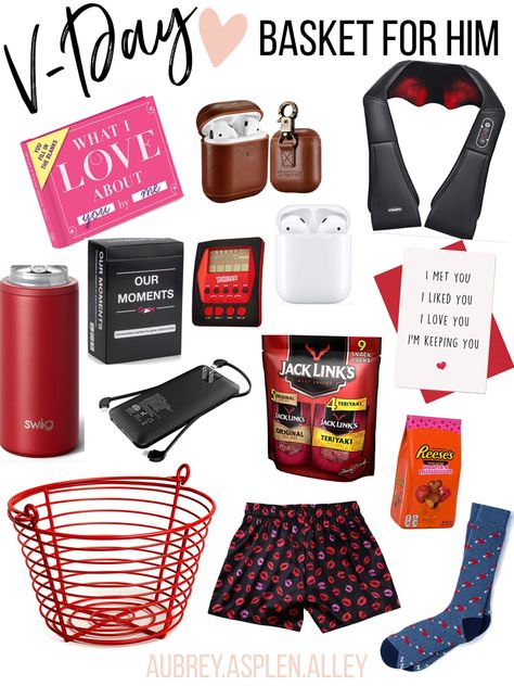 Things To Get Men For Valentines Day, Mens Gift Basket Ideas Valentines, Valentine Day For Boyfriend, Valentines Gifts Ideas For Boyfriend, Man Basket Ideas Valentines Day, Gifts For Him For Valentines Day, Small Valentines Gifts For Him, Simple Valentines Day Gifts For Him, Valentines Day Baskets For Husband