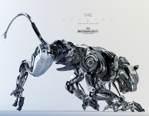 Cyber Panther on Behance Robot Animal Concept Art, Panther Artwork, Resistance Fall Of Man, Robotic Animals, Fall Of Man, Wild Hunter, Robot Lion, Robot Design Sketch, Steampunk Animals