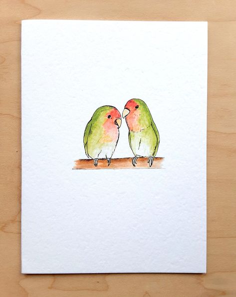 Watercolor Anniversary Card, Love Birds Drawing, Happy Anniversary Husband, Anniversary Postcard, Anniversary Cards Handmade, Anniversary Cards For Husband, Bird Watercolor Paintings, Anniversary Art, Happy Anniversary Cards