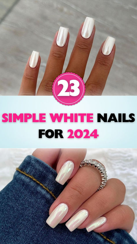 Discover 23+ simple white nails for a chic look in 2024. White Nail Simple Design, Opec White Nails, Simple White Wedding Nails, White Nail Manicure, White And Blue Dip Nails, Gel X French Tip Nails Square, Neutral Square Nail Designs, White Dip Powder Nails Design, Shades Of White Nails