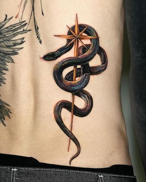 Sunbeam Snake, Tattoo Idea For Men, Pomegranate Tattoo, Back Tattoo Designs, Korean Tattoo Artist, Best Tattoo Ever, Flower Wrist Tattoos, Dot Tattoos, Snake Tattoo Design