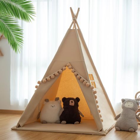 PRICES MAY VARY. 🌱 FUN PLAY TENT: This is a growth aesthetics cabin - using space to help children develop in all directions. Every child wants to have their own private space where they can play, read, sleep and relax. Learn to be independent and communicative from it, know how to give and share, this interesting Indian teepee tent is not only a life aesthetic attitude, but also a secret hut to accompany children's growth and develop children's "3Q" potential. 🌱 HIGH-QUALITY KID'S TENT: TreeB Kids Tent Decoration Ideas, Boys Camping Bedroom, Playroom Tent, Outdoor Play House, Aesthetic Attitude, Camping Bedroom, Reading Tent, Indian Teepee, Tent For Kids