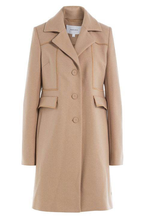 CARVEN Wool Coat. #carven #cloth #short coat Crombie Coat, Cloth Coat, Triangle Body Shape, Tailored Coat, Single Breasted Coat, Brown Coat, Mode Online, Body Shape, Long Coat