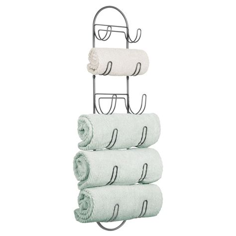 Wall Mount Towel Rack, Rich Bathroom, Wall Mounted Towel Holder, Metal Shelving Units, Wall Mounted Towel Rack, Towel Organization, Shelf Organizer, Towel Holder Bathroom, Household Organization