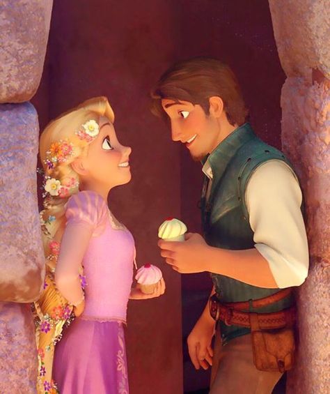 Rapunzel and Eugene Eating Cupcakes Flynn And Rapunzel Wallpaper, Tangled Lanterns Scene, Disney Hairstyles, Funny Love Jokes, Tangled Lanterns, Tangled Wallpaper, Disney Movie Scenes, Disney Canvas Art, Rapunzel And Flynn