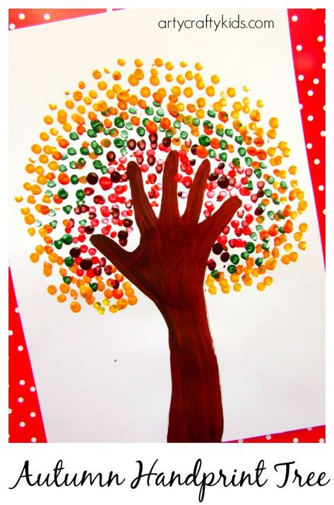 Arty Crafty Kids - Art - Art Ideas for Kids - Autumn Handprint Tree Kunst For Barn, Påskeaktiviteter For Barn, Høstaktiviteter For Barn, Handprint Tree, September Art, Aktivitas Montessori, Autumn Crafts, Fall Crafts For Kids, Crafty Kids