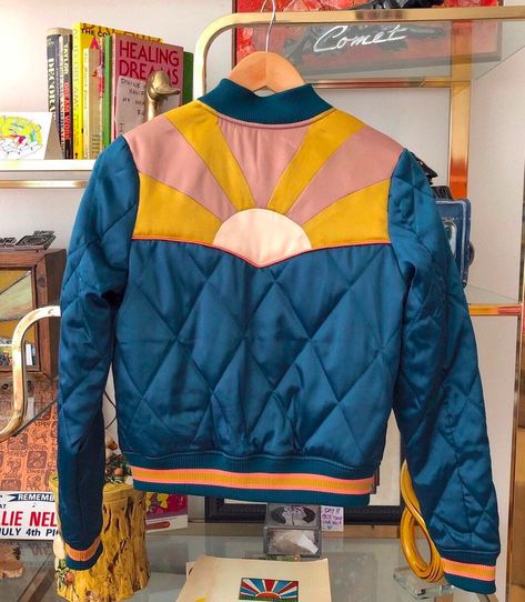 Couture, Patchwork, Satin Quilt, Fall Jacket, Hunting Jackets, Lightweight Quilt, Teal Turquoise, 70s Style, Buy Fabric