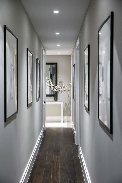 30 Impressive Hallway Lighting Ideas That Will Keep Your Mood | Home Design And Interior Long Narrow Hallway Ideas, Scandinavian Entryway, Long Narrow Hallway, Ingangs Decor, Modern Lobby, Lobby Lighting, Hal Decor, Narrow Hallway Ideas, Narrow Hallway Decorating