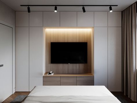 Bedroom Tv Wall With Cupboard, Modern Bedroom Wardrobe Ideas With Tv, Bedroom Wardrobe Tv Ideas, Bedroom Wardrobes With Tv Unit, Bedroom Tv And Wardrobe, Tv Within Wardrobe, Wardrobe And Tv Unit Design Bedroom, Tv With Wardrobe Design, Bedroom Cupboard With Tv Unit