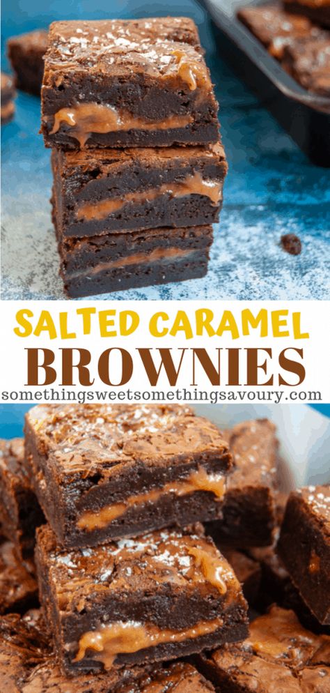 Salted Caramel Brownie Recipe, Traybake Recipes, Brownies Caramel, Caramel Brownies Recipe, Fudgy Chocolate Brownies, Caramel Treats, Salted Caramel Brownies, Caramel Desserts, Recipe Tin