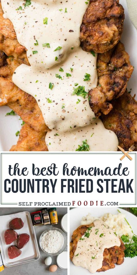 Chicken Fried Steak Recipes Easy, Country Fried Cubed Steak Recipes, Chicken Fried Steaks, Sunday Southern Dinner Ideas, Southern Entrees, Tender Cube Steak Recipes, Chicken Fried Steak Air Fryer, Chicken Fried Steak Pioneer Woman, Chicken Fried Steak Recipes