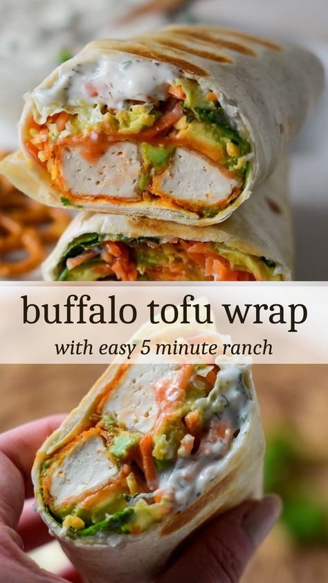 Tofu Wrap, Tofu Wraps, Buffalo Tofu, Creamy Ranch, Diet Smoothie Recipes, Fermented Vegetables, Tasty Vegetarian Recipes, Think Food, Vegetarian Dinners