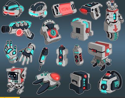 Cyberpunk Item Design, Game Design Concept Art, Zombie Rpg, Game Design Concept, Sci Fi Games, Sci Fi Props, Sci Fi Tech, Props Concept, Sci Fi Design