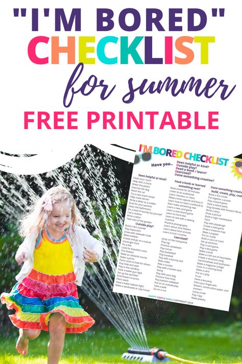 Kids bored at home this summer? Download this free printable with boredom busters for kids! A summer bucket list for kids. #bored #kids #parentingadvice #activitiesforkids Bored Checklist, Bored Kids Summer, Summer Bucket List Activity, Summer Bucket List For Kids, Bored List, Kids Summer Bucket List, Summer Boredom Busters, Printable Things, Boredom Busters For Kids