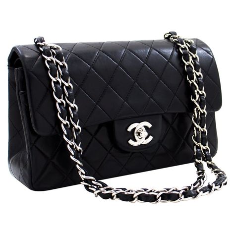 Black Chanel Purse, Designer Bags Black, Chanel Bag Black, Channel Bags, Chanel Classic Flap Bag, Silver Handbag, Vintage Crossbody Bag, Chanel Flap Bag, Future Wardrobe
