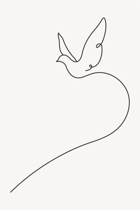 Dove Doodle Simple, Minimal One Line Art, Turtle Dove Drawing, Cute Animal Line Art, Birds Line Art, Dove Bird Cartoon, Dove Line Tattoo, Dove Line Drawing, Line Art Design Illustration