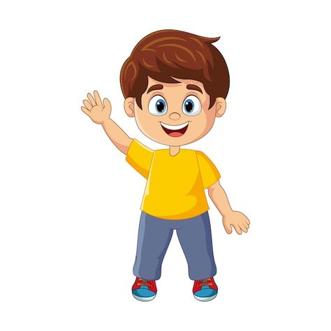 Boy Cartoon Pic, Boys Animation, 2d Cartoon Character, Boy Animation, Hello Cartoon, Boy Cartoon Characters, Kids Animation, Waving Hand, Fun Love Quotes For Him