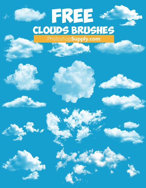 [FREE] Cloud Brushes Photoshop - Photoshop Supply Hessen, Photoshop Cloud, Drawing Sky, Sky Photoshop, Image Cloud, Cloud Texture, How To Make Clouds, Procreate Brushes Free, Photoshop Brushes Free