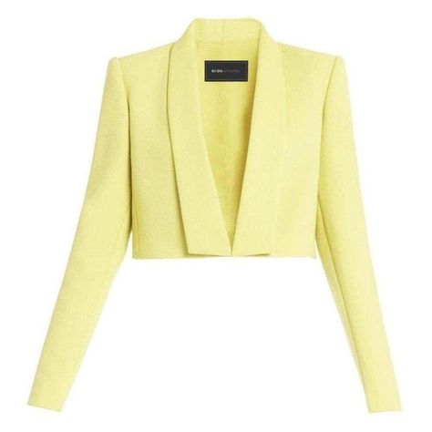 Yellow Blazer Emerson CropShawl lapelLong sleevesconcealed hook closureLined. Polyester; contrast: rayon/nylon/spandex;Lining: polyester. Color: Dark Canary Outfit Mit Blazer, Blazer Pattern, Cropped Coat, Yellow Blazer, Cropped Blazer Jacket, Crop Blazer, Lapel Jacket, Canary Yellow, Cropped Blazer