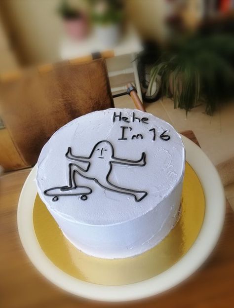 Mini Cake Aesthetic Simple, Funny Cake Designs For Men, Birthday 17 Cake, Funny Bento Cake, Birthday Cakes Vintage, Cake Designs Funny, Funny Bday Cakes, Funny Cake Designs, Birthday Cakes Cute