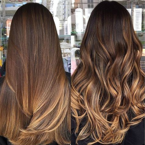 Brown Black Balayage, Brunette Hair With Lowlights, Black Balayage Hair, Honey Caramel Balayage, Blonde Bra, Balayage Black, Ombre Hair Color For Brunettes, Black Balayage, Rambut Brunette