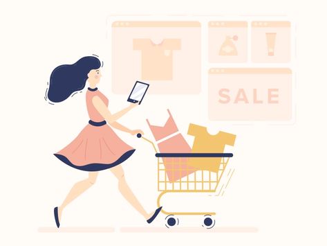 Online shopping illustration by Elizaveta Akimova on Dribbble Shopping Illustration, Logo Design Women, Cover Photo Design, Business Marketing Design, Logo Online Shop, Clothing Logo Design, Shopping Online Logo, Boutique Logo Design, Bullet Journal Cover Ideas