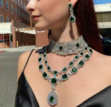 [CommissionsEarned] Stunning Aaa Cubic Zirconia Lab Emerald And Diamond Necklace. Real Looking Necklace Length Adjustable Earrings Length: 2.2 Inches Approx Aaa Quality Cubic Zirconium Used. Highest Quality And Craftsmanship. Please Let Me Know If You Have Any Questions Metal: Pure Silver Mix Brass. Silver Content Around 20%. 24K Gold And Rhodium Plated. This Choker Is Flexible And Takes The Shape Of The Neck. Perfect For Weddings . Customized Orders Takes 5 To 5 #silverstatementnecklace Emerald Jewelry Necklace, Long Diamond Necklace, Most Expensive Jewelry, Emerald Diamond Necklace, Expensive Necklaces, Blue Diamond Necklace, Emerald And Diamond Necklace, Sabyasachi Jewelry, Emerald Jewellery