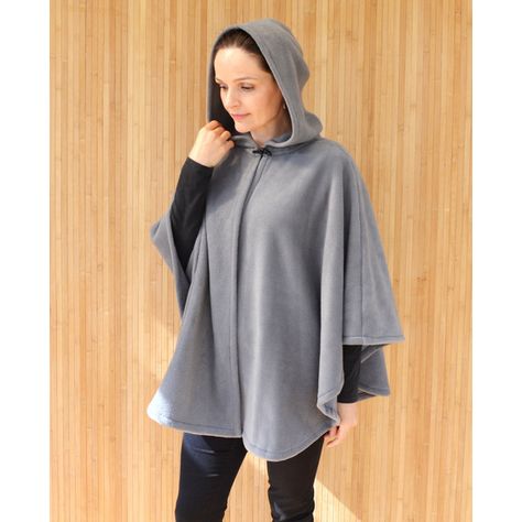 Womens Soft Grey Hooded Cape Hooded Cloak Cape Coat (100 AUD) ❤ liked on Polyvore featuring outerwear, coats, black, women's clothing, capes cloaks, toggle coats, hooded cloak, hooded toggle coat and cape coat Turtleneck Cape, Scarf Coverup, Cape For Women, Fleece Poncho, Gray Cashmere Sweater, Poncho Jacket, Plus Size Kimono, Toggle Button, Cashmere Poncho