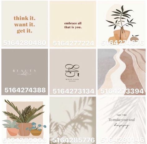 Decal Codes Bloxburg, Codes Bloxburg, Bloxburg Decals Codes Aesthetic, Modern Decals, Preppy Decal, Pic Code, Blocksburg Room Ideas￼, Roblox Image Ids, Bloxburg Decals Codes Wallpaper