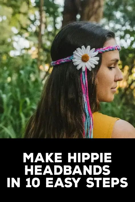 How to Make Hippie Headbands Tela, Hippies, Diy Hippy Headbands, 70’s Headband, Crochet Hippie Headband, Crochet Hippie Headband Pattern Free, 1970s Headband, Hippie Style 70s Flower Power, Hippie Flower Crown