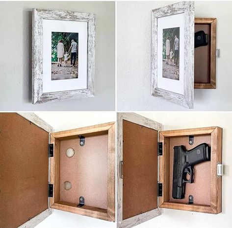 Undercover Arsenal: 11 Best DIY Hidden Gun Storage Ideas | Reload Your Gear Concealment Furniture, Wall Safe, Hidden Compartments, Secret Storage, Secret Compartment, Wall Boxes, Hall Tree, Glue Gun, Hidden Storage