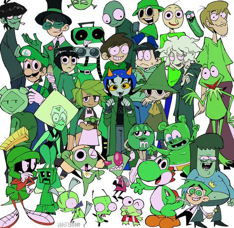 ☹︎ on Twitter: "GREEN… " Art Sketchbook, Colored Characters, Green Characters, Fandom Crossover, Cartoon Crossovers, Colour Board, 애니메이션 캐릭터, Sketchbook Art Inspiration, Cartoon Art Styles