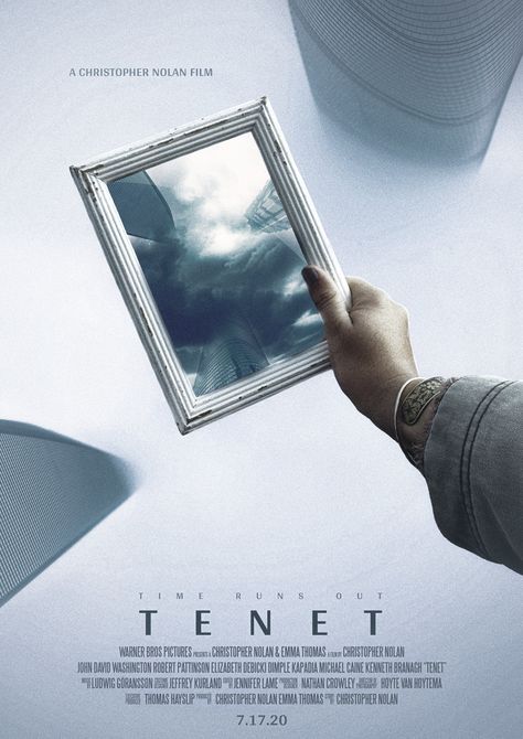 A custom made poster of Christopher Nolan's upcoming time bending movie "TENET". Christopher Nolan Poster, Tenet Movie, Nolan Movies, John David Washington, David Washington, Dimple Kapadia, Chris Nolan, Emma Thomas, Nolan Film