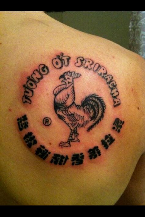 Sriracha tattoo. Now that's a fan. Tatting, Sriracha Tattoo, Tattoo Now, Sriracha, A Fan, Paw Print Tattoo, I Tattoo, Jesus Fish Tattoo, Image Search