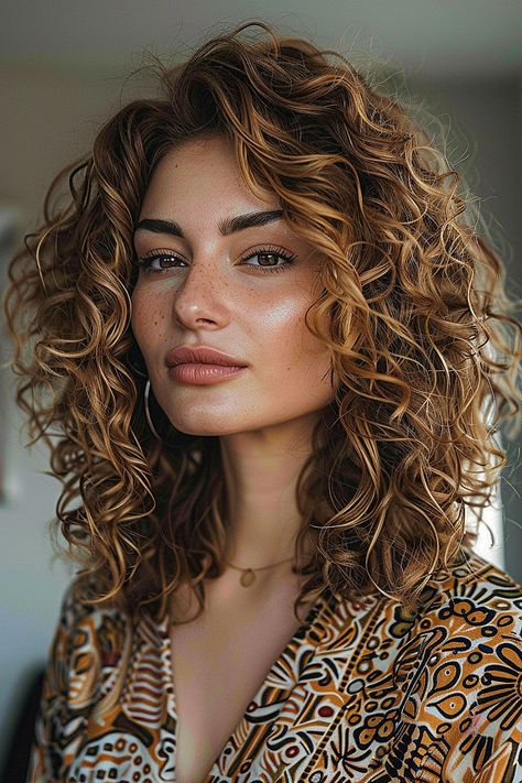 The Best Medium-Length Haircuts of 2024 Curly Collarbone Length Hair, Curly Hair Framing Face, Framing Curly Hair, Summer Curly Hair Cuts, Curly Hair 2024, Short Curly Balayage Hair, Curly Voluminous Hair, Layered Curly Hair Medium, 3a Hair Type