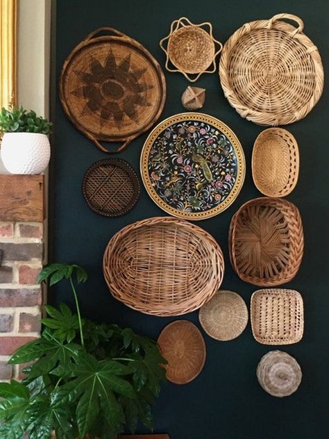 Basket Wall Display, Wicker Basket Wall Art, Wicker Basket Decor, Basket Walls, Wicker Basket Wall, Boho Basket Wall, Wicker Wall Decor, Woven Basket Wall, Rustic Basket