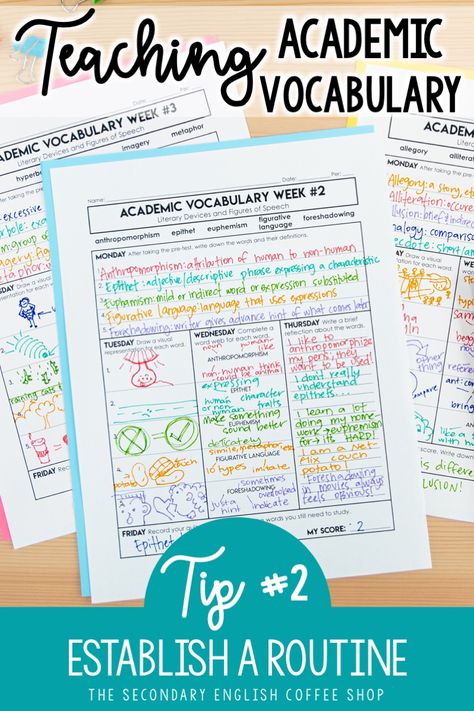 Academic Vocabulary Activities, Ela Middle School, High School Vocabulary, Middle School Vocabulary, Classroom Middle School, Middle School Esl, High School Esl, Middle School Ela Activities, Secondary Ela Classroom