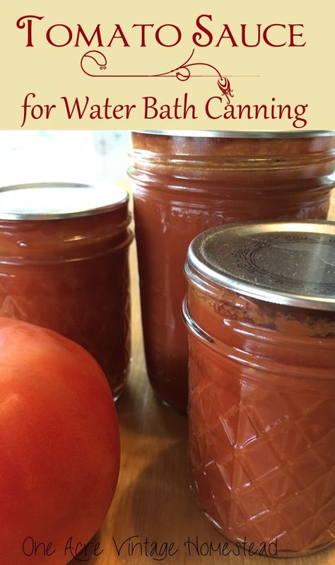 Tomato Sauce - A Water Bath Canning Food Preservation Recipe Canning Tomatoes Water Bath, Canned Tomato Recipes, Canning Tomatoes Recipes, Water Bath Canning Recipes, Canned Spaghetti Sauce, Dairy Free Cooking, Home Canning Recipes, Canning Food, Easy Tomato Sauce