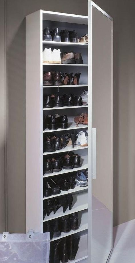 Tired of a cluttered entryway? Available in various sizes and styles, these shoe storage solutions will help you declutter and keep your shoes easily accessible, giving your home a clean and organized look. Shoe Rack Cabinet Design, Shoe Rack Cabinet, Diy Shoe Rack Ideas, Narrow Shoe Rack, Vstupná Hala, Shoe Tidy, Modern Shoe Rack, Shoe Cupboard, Shoe Rack Closet