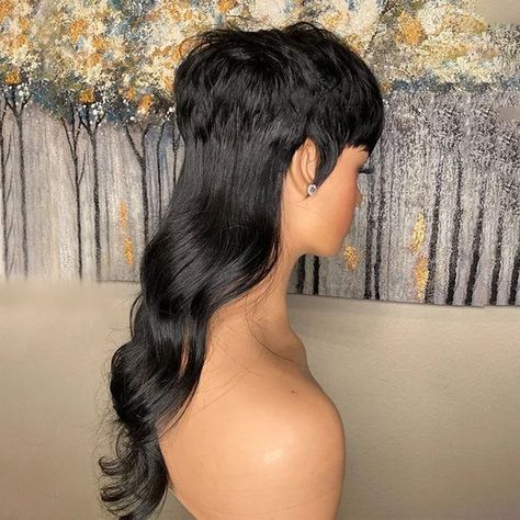 LinktoHair Glueless Pixie Cut Wavy Human Hair Layered Mullet Wig with Layered Mullet, Loose Body Wave, Mommy Hairstyles, Mullet Wig, Hair Layered, Weave Hair, Long Hair Wigs, Protective Style, 22nd Birthday